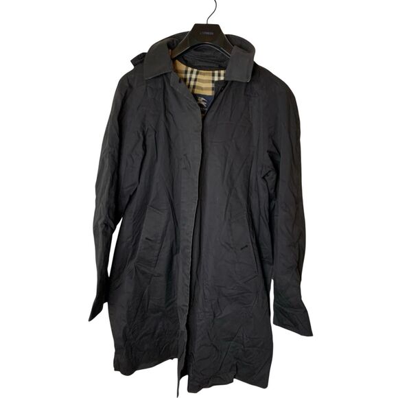 Burberry vintage trench coat nova check black hoodie women's size 8 - Picture 1 of 4